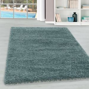 Teppium Uni Tapis de Salon Shaggy Uni Tapis Bleu 200x290 cm Chambre Tapis Poil Long Moelleux et Doux