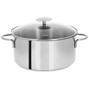 Cristel Faitout 28 cm inox Mutine avec deux anses fixes & couvercle en ve...