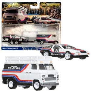 Mattel DMC DeLorean + HW Rally Hauler Véhicules Team Transport