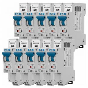 Eaton Lot de 10 disjoncteurs auto 20A plg, Ph+N, borne &agrave; ressort, 4,5kA (en 60898) courbe c