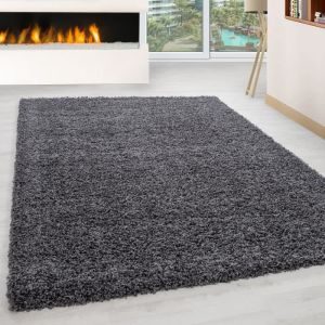 Life SHAGGY - Tapis de couloir Uni 80 x 250cm - 100% Polypropyl&egrave;ne 30mm - Gris