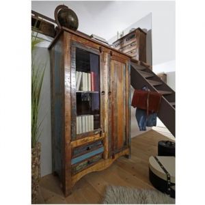 Massivmoebel24 - Vitrine 95x42 Bois de récupération laqué Multicolore nature of spirit 51 - multicolore
