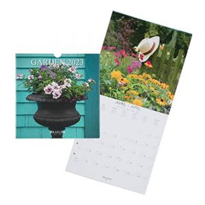 DRAEGER PARIS | Calendrier mural Jardins 2023 à suspendre 29x29cm |16 mois sept-22 à dec 23 | 7 langues | Calendrier bureau, maison mensuel | Décoration, organisation | Papier certifié FSC
