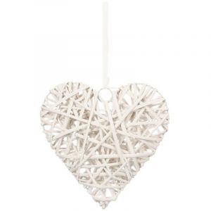 Atmosphera Coeur décoration en osier D25 D, 25 cm Blanc