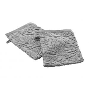 Lot de 2 gants de toilette éponge ciselée unie gris clair 15 x 21 cm