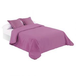 Parure de couette housse de couette linge de lit en polyester-coton coloris violet clair - Longueur 220 x Profondeur 150 cm -JUANIO-