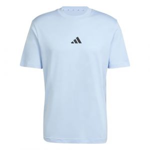 Adidas T-shirt Essentials Small Logo Single Jersey manches courtes bleu clair noir - XS