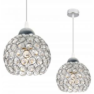 Lampe Suspendu Chrom&eacute;e Lustre Plafonnier Cristal