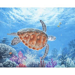Figured'Art Peinture par Num&eacute;ro Adulte avec Cadre Tortue en ballade - Activit&eacute; Manuelle Kit de Loisir Cr&eacute;atif DIY Num&eacute;ro d'Art Complet - 40x50cm toile tendue sur ch&acirc;ssis