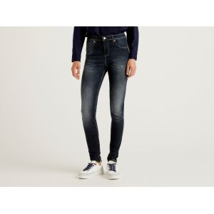 Benetton Jean Push Up Coupe Skinny, taille 28, Bleu Foncé, Femme