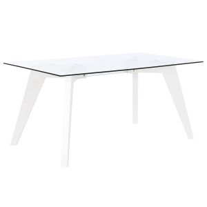 Image de Table de Salle à Manger DKD Home Decor Blanc Transparent Verre Bois MDF 160 x 90 x 75 cm