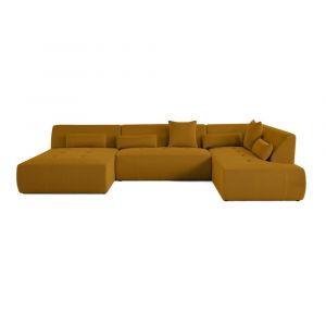 Onyx - canapé panoramique d'angle droit - 7 places - en tissu mailles 3D - Jaune