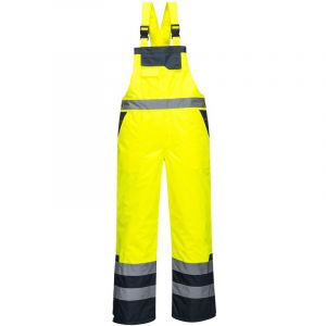 Portwest Cotte &agrave; bretelles Haute Visibilit&eacute; bicolore matelass&eacute;e Jaune S