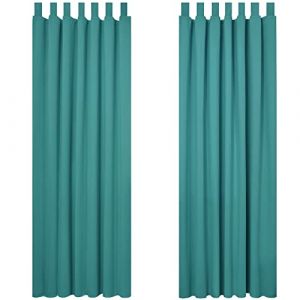 Lot de 2 Rideaux Occultant Isolant Thermiques Salon à Pattes, Taille Moyenne, 140x245 cm, Turquoise - Turquoise - Deconovo