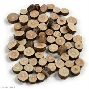 Creotime Rondelles de bois décoratives - 10 à 15 mm - 230 g