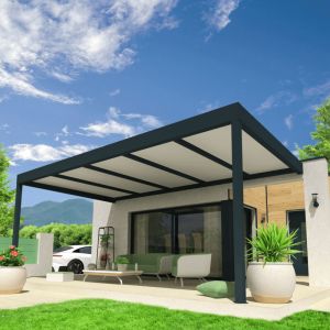 Pergola isotoit MODERN Gris anthracite 3,78x3,00m + LED