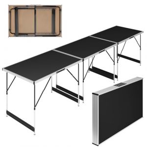 Image de Miadomodo Table Pliante - 3 Pi&egrave;ce, Pliable, Aluminium, Hauteur R&eacute;glable, Robuste - Table Pliable de Camping, Jardin, Balcon