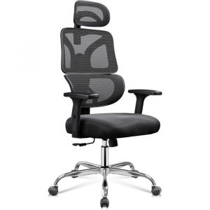 Devaise - Fauteuil ergonomique - Appui-tête 3D, dossier 3 positions, maille respirante, lombaire s, 136kg max - Noir