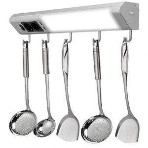 Monzana R&eacute;glette lumineuse LED argent Lettelse 10W IP20 5 crochets prises de courant USB cuisine barre LED sous meuble cuisine atelier