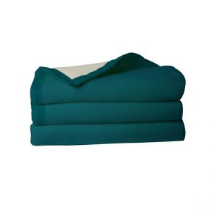 Toison d'Or Couverture Volta en Laine Woolmark, 220cm x 240cm Taille, Bleu Paon, Double