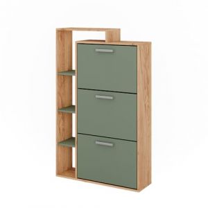 Vicco - Benne à chaussures Orlando, Force d'or Chêne/Vert, 80x128.3cm avec 3 compartiments