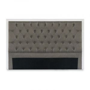 Image de Menzzo Tête de lit Hermione 160cm Bois blanc et Tissu Taupe