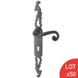 Image de Sama Poignées de porte fer forgé rustique COQ vieil argent trou clé L 330X36 mm LOT DE 50