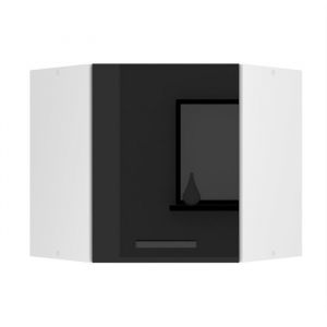 BELINI Meuble Haut Cuisine SGN60, 1 Porte, T: 60x60x58 cm, Armoire Murale d'angle avec Poignée en Métal, noir très brillant