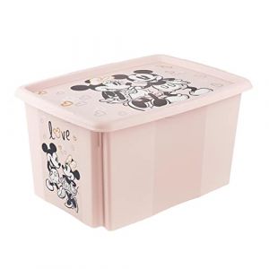 Keeeper Minnie Maus Boîte de Rangement avec Couvercle, Pivotante et Empilable, Pour Enfants, 45 L, Karolina, Nordic Pink