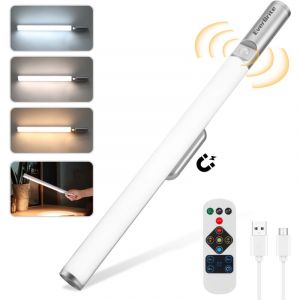 EverBrite Lampe Detecteur de Mouvement Interieur, Lampe de Placard Rechargeable, 3 Modes, 2600mAh Batterie, Dimmable, T&eacute;l&eacute;commande, Lumi&egrave;re R&eacute;glable