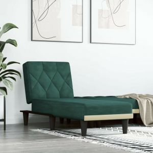 VidaXL Chaise longue vert foncé velours Dark green