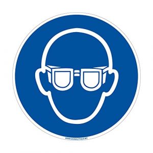 Signaletique.biz France - Panneau d'obligation Port de lunettes de protection obligatoire. Obligation Signalisation epi. Autocollant, pvc, Alu