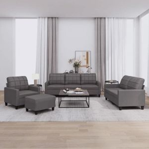 VidaXL Ensemble de canapés 4 pcs avec coussins Gris Similicuir 3201345