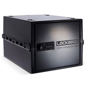 Lockabox One Boîte de rangement avec serrure à chiffres - Armoire à pharmacie verrouillable - Coffre-fort en polycarbonate - Résistant au réfrigérateur et au congélateur - 10,5 litres - 31 x 21 x 17 cm.