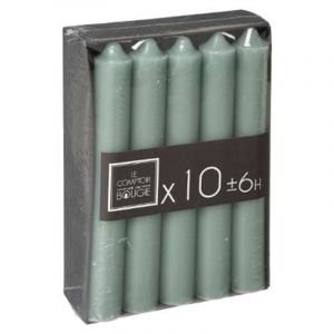 Image de Lot de 10 Bougies Bâton Basic 16cm Vert Eucalyptus