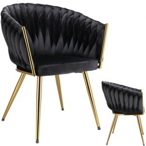 Chaise MOLTO, noire, tapissée avec pieds dorés