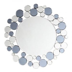 Prix Miroir Mural Design Bubble 80cm Gris & Argent