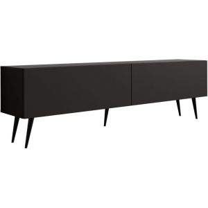 Meuble TV : Noir Mat, pieds noires, 170 &times; 52 &times; 32 cm