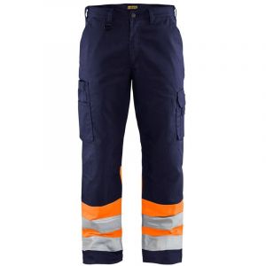 Image de Blaklader Pantalon Haute Visibilité Marine/Orange 1564 - Marine / Orange - 56