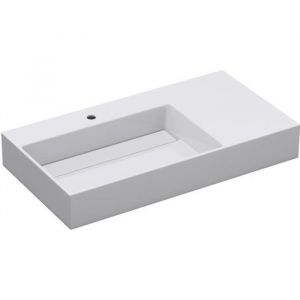 Image de Mai & Mai Lavabo suspendu blanc 90cm vasque à poser avec partie rangement lave mains rectangulaire Col12 90x48x13cm