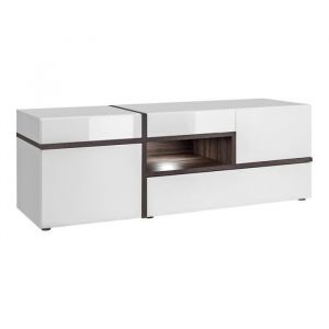 Ensemble 4 meubles de salon collection CRISS avec LEDS int&eacute;gr&eacute;s. Couleur blanche et finitions ch&ecirc;ne. - Blanc