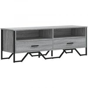 VidaXL Meuble TV sonoma gris 122x34x41 cm bois d'ing&eacute;nierie, support TV, buffet TV, meuble multim&eacute;dia, banc TV, meuble hifi, centre de divertissement