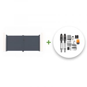 Portail battant électrique EIGER 300x160cm gris + Motorisation TANKER B700