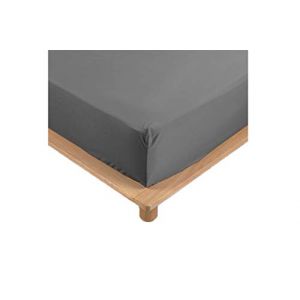 Drap Housse Percale 90x190 cm Bonnet 30 cm Anthracite Linge