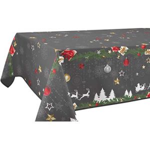 Nappe Anti-taches Noël Gris taille Rectangle 150x300 cm