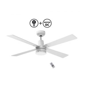 KlassFan Ventilateur de plafond de 122 cm DC avec télécommande et LEDs - Blanc
