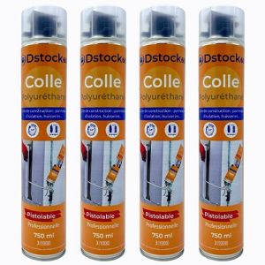 4 colles de montage polyuréthane pistolable - Colle polyuréthane non expansive - Pour le collage et montage de matériaux isolants, panneaux xps et