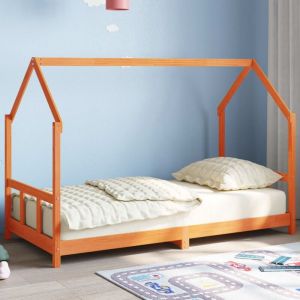 VidaXL Cadre de lit d'enfants cire marron 90x190 cm bois de pin massif, lit pour enfant, cadre de lit en bois, cadre de lit bas, lit pour bambin