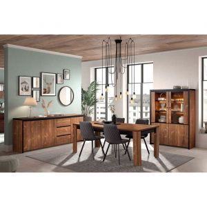 Stalone - S&eacute;jour Complet Effet Bois Manguier Fonc&eacute; et Noir