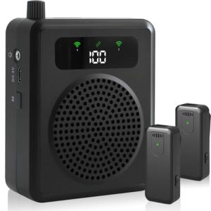 Amplificateur de Voix Portable avec Microphone Lavalier sans Fil, Amplificateur Vocal Portable pour Enseignants, Amplificateur Voix avec Micro de Sonorisation pour Plusieurs Endroits, Salle de Classe